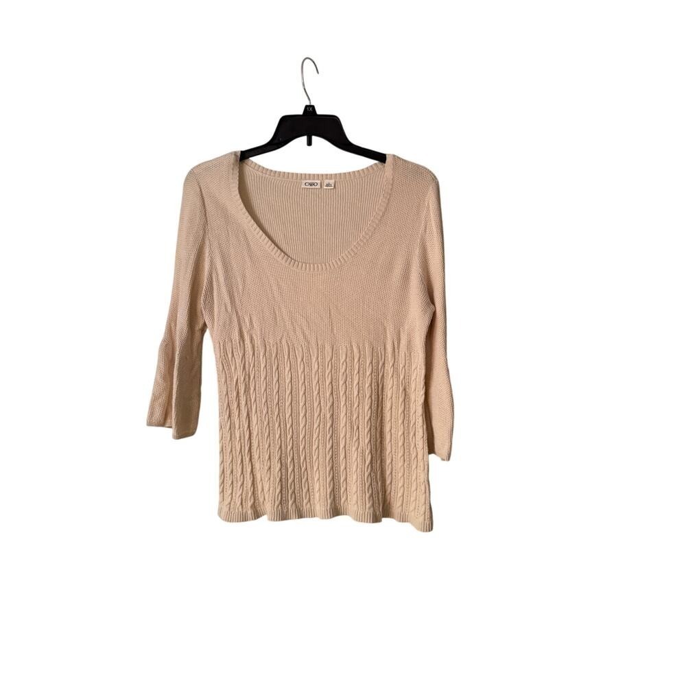 Cato's Cream Crochet Baby Doll Sweater Women's Size Large